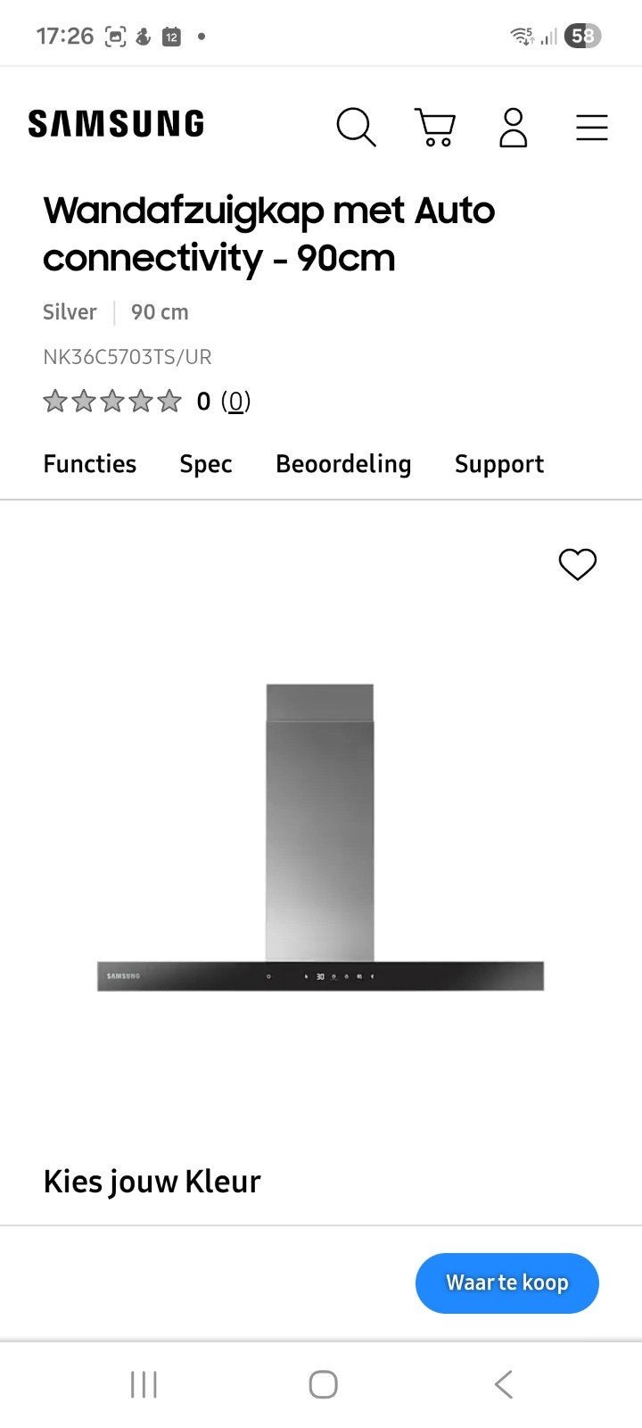 Wanddampkap samsung, Ophalen