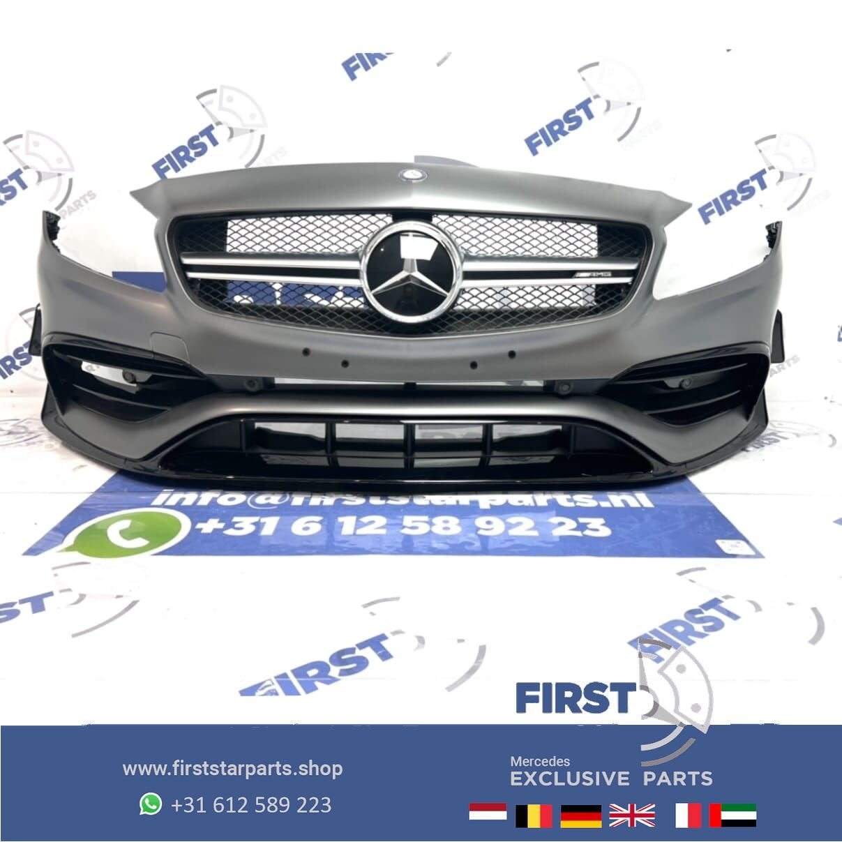 W176 A45 AMG VOORBUMPER FACELIFT A KLASSE 2018 MAT GRIJS AER, Gebruikt, -, Voor, Ophalen of Verzenden