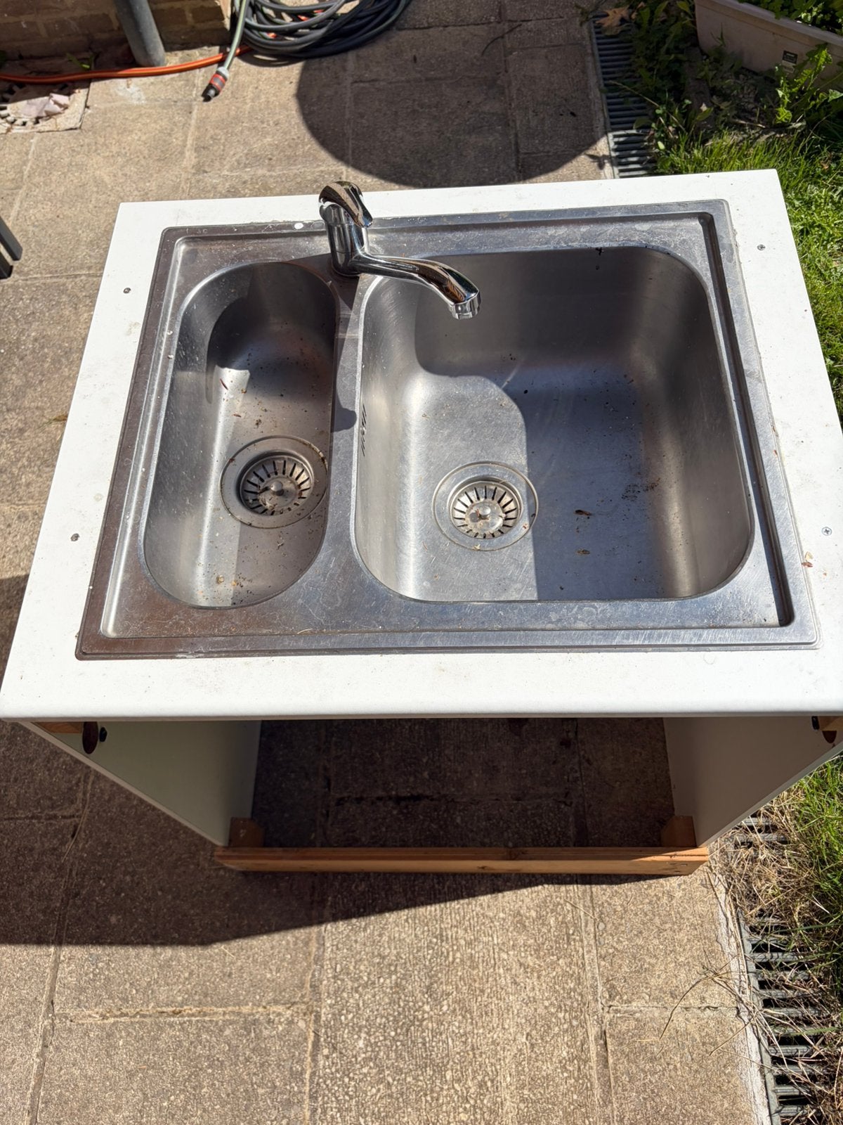 Evier inox 60x50cm avec robinet et siphon, Enlèvement, Utilisé