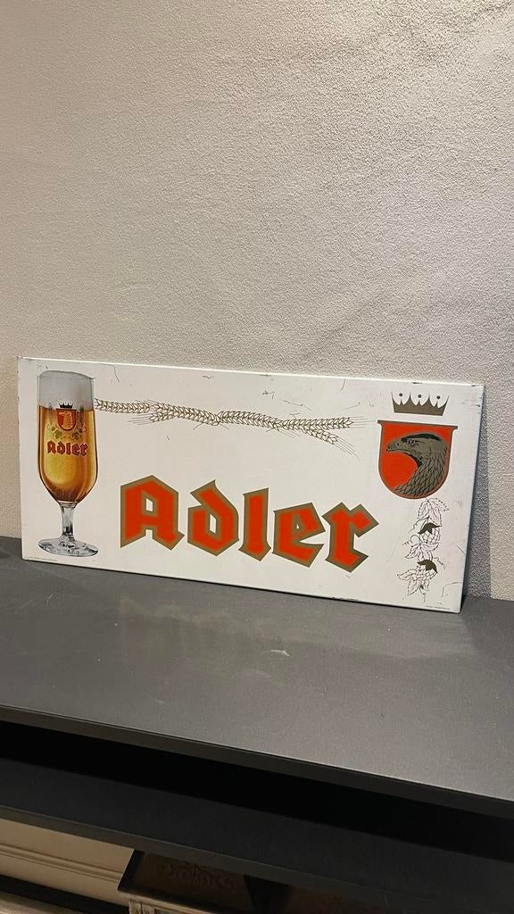 Adler blikken bord., Verzamelen, Ophalen of Verzenden, Zo goed als nieuw, Reclamebord