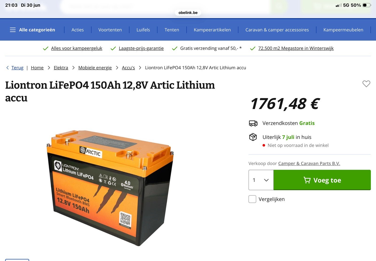 Liontron 150 ah, Audio, Tv en Foto, Ophalen, Zo goed als nieuw