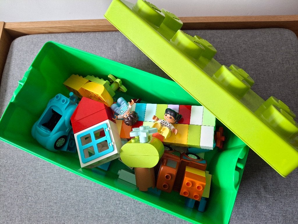 Duplo opbergdoos met bouwblokken, Ophalen, Zo goed als nieuw, Compleet, Duplo