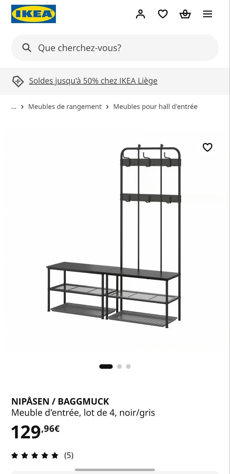 Porte-manteau IKEA NIPÅSEN/BAGGMUCK avec étagère à chaussure, Maison & Meubles, Comme neuf, Enlèvement, 200 cm ou plus, Autres types