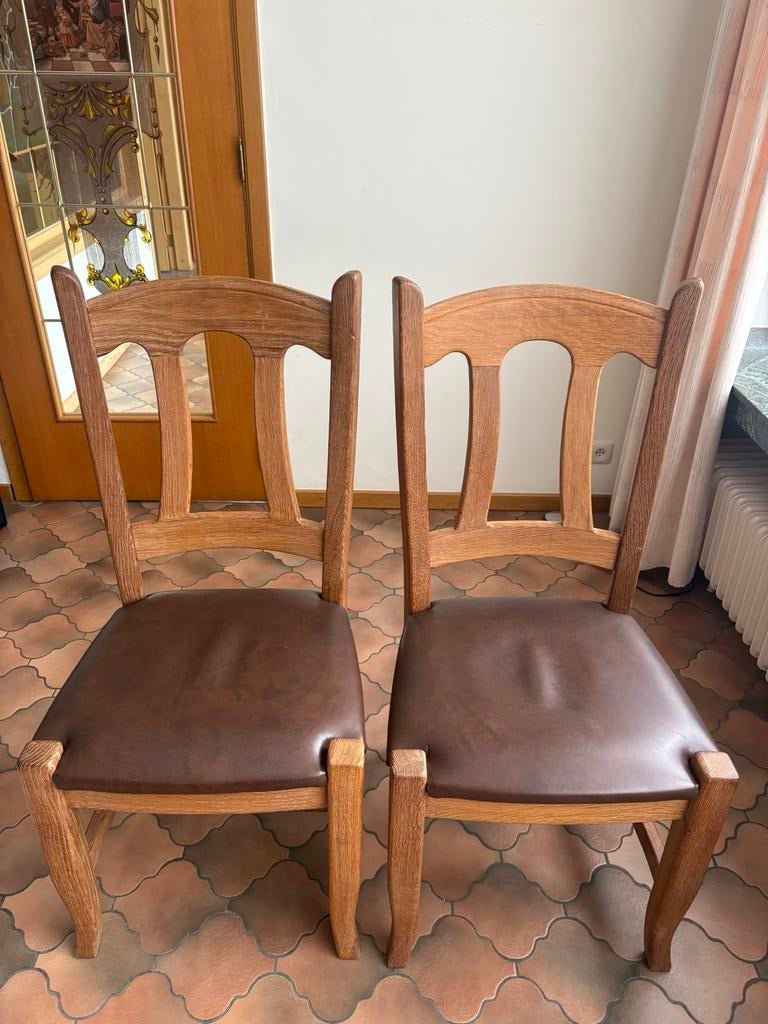2 gezandstraalde massief eiken stoelen, Antiek en Kunst, Ophalen