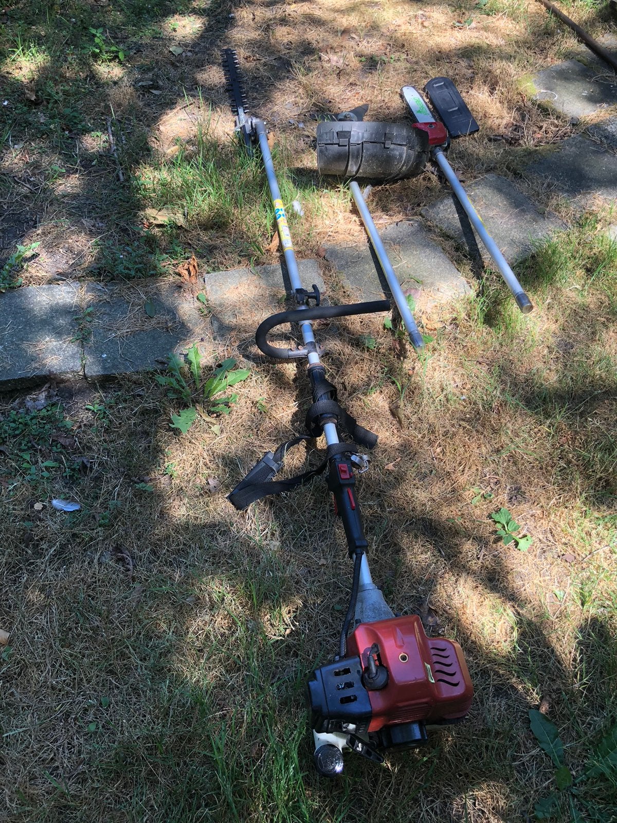 Haagschaar, kettingzaag en bosmaaier combinatie op benzine, Tuin en Terras, Ophalen, Gebruikt