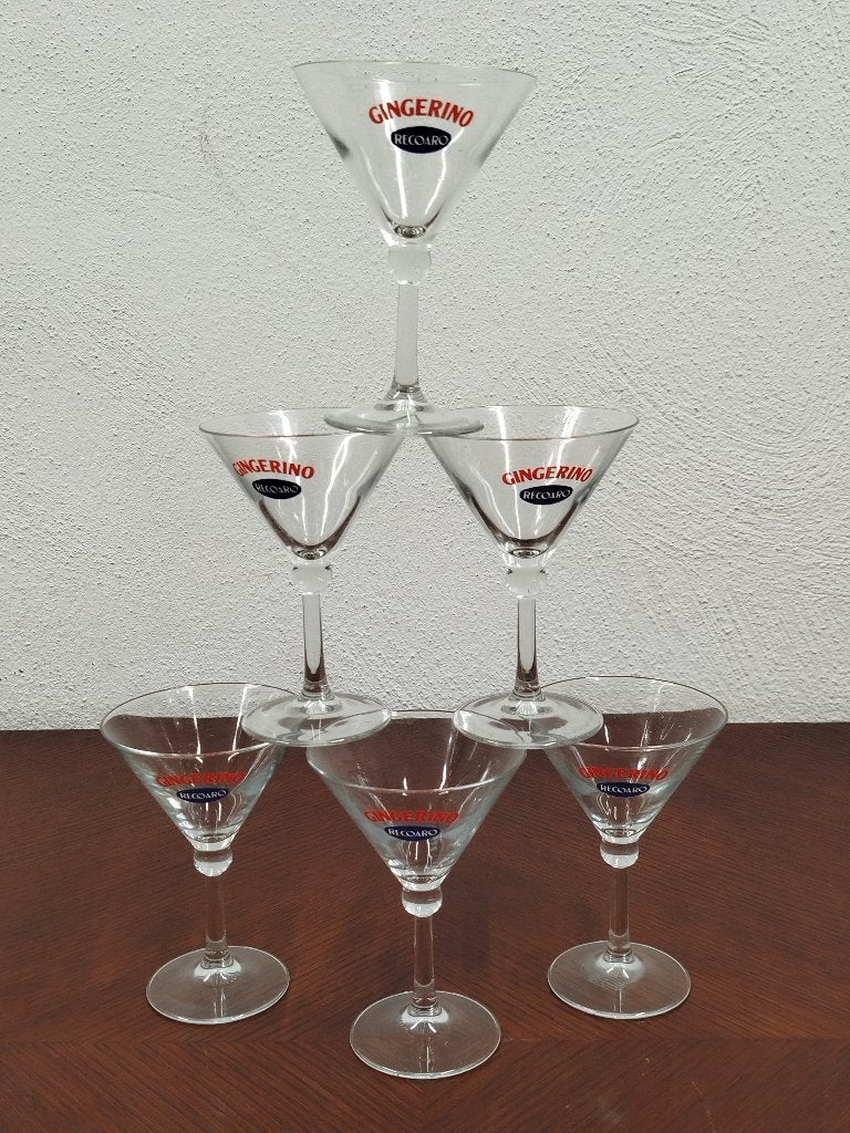 Set van 6 Vintage Italiaanse Gingerino Recoaro Glazen, Enlèvement ou Envoi, Comme neuf, Autres types