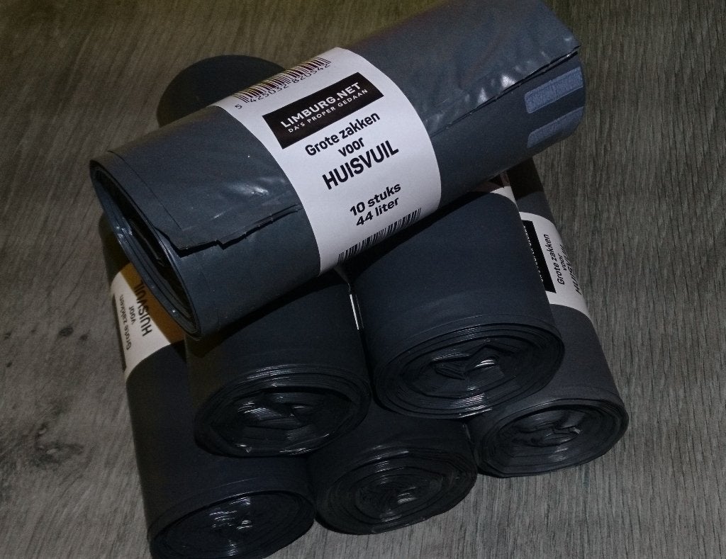 Grote grijze vuilniszakken (44 liter) van limburg net, Ophalen, Kunststof, Nieuw, 40 liter of meer