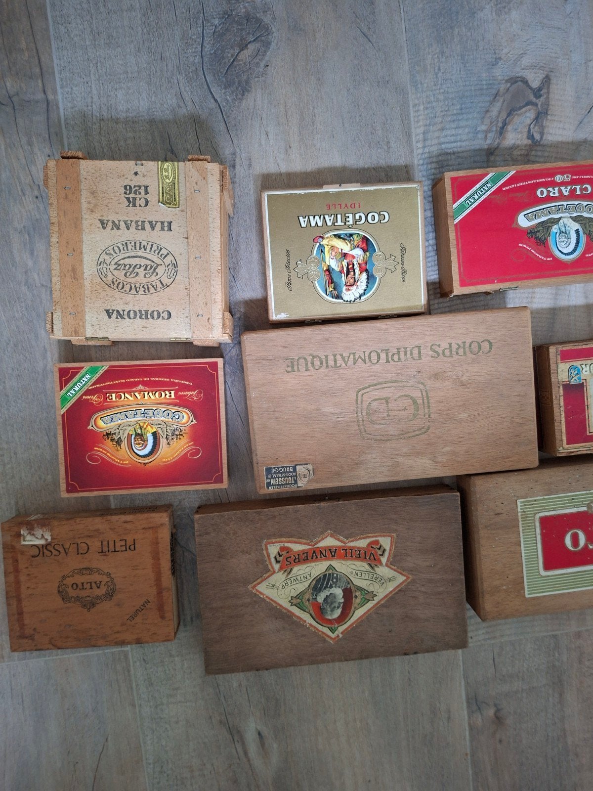 lot houten sigarendozen, Collections, Collections Autre, Enlèvement, Utilisé