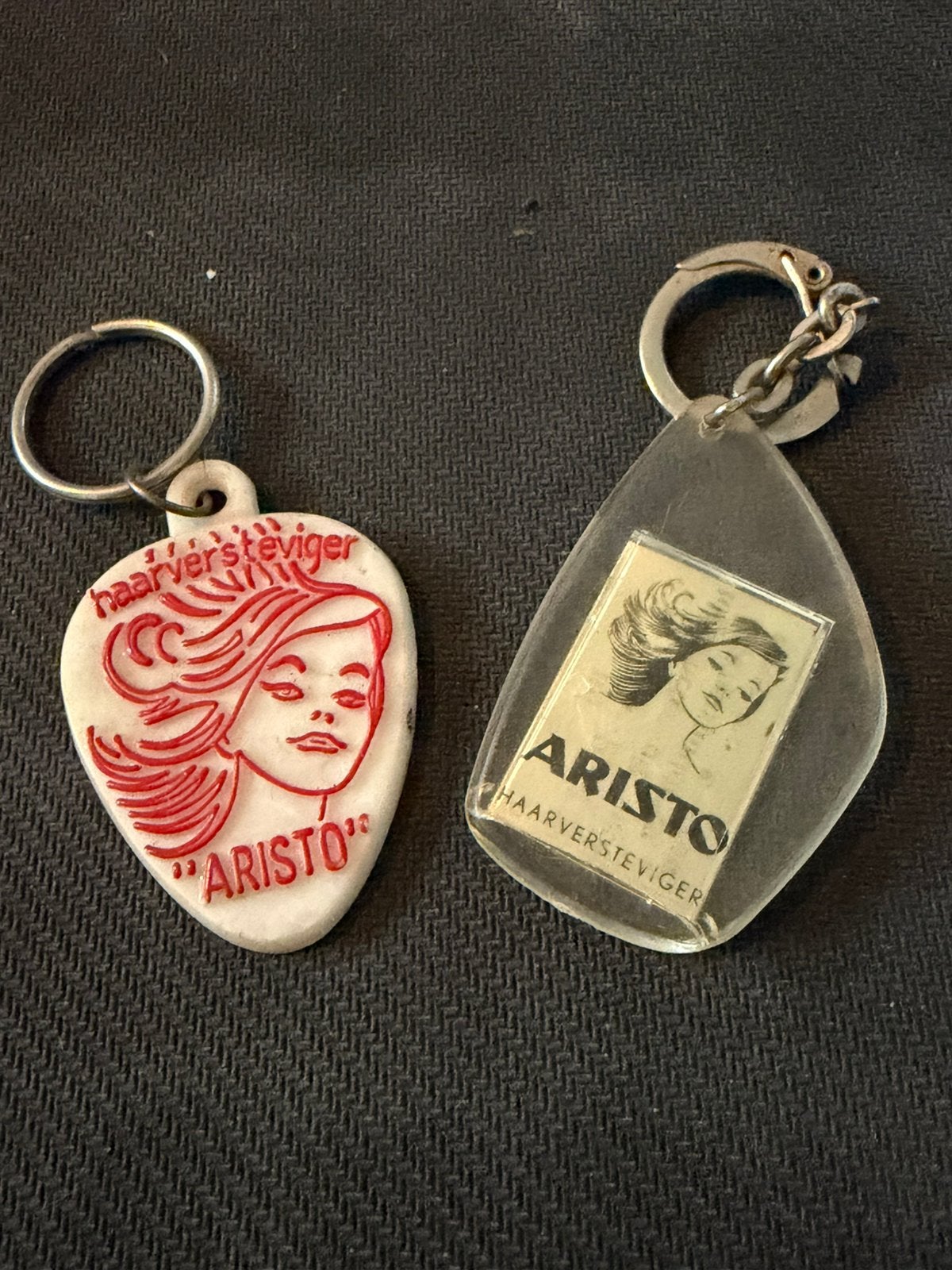 Vintage Aristo Haarversteviger sleutelhangers 1960 set van 2, Verzenden, Zo goed als nieuw, Merk