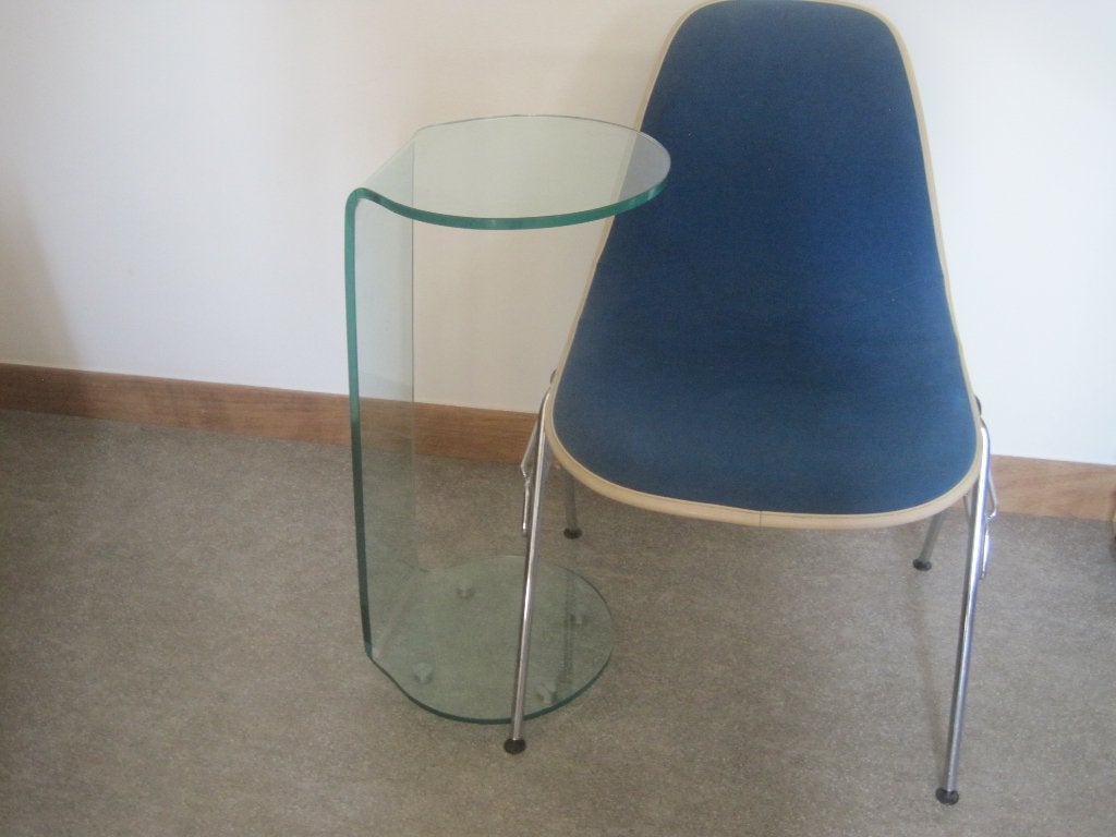 table d'appoint design moderne en verre transparent trempé, Rond, Comme neuf, Verre, Enlèvement