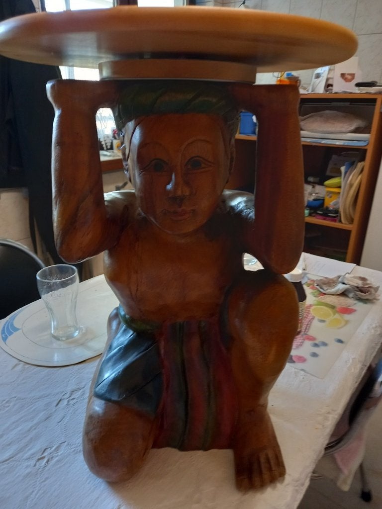 Volhouten zware bijzettafel.  Bieden vanaf 50 euro, Ophalen, Zo goed als nieuw, Overige vormen, Hout