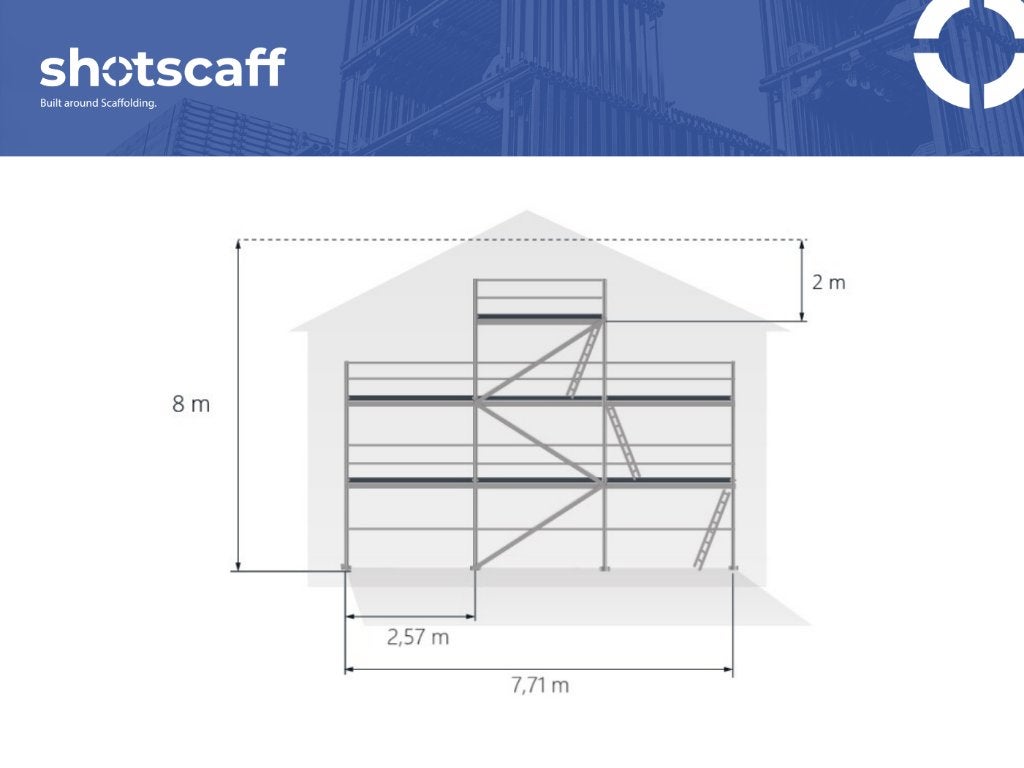 Échafaudage pour mur pignon / Échafaudage en Alu Baumann, Envoi, Neuf, Échafaudage de façade, 5 mètres de hauteur ou plus