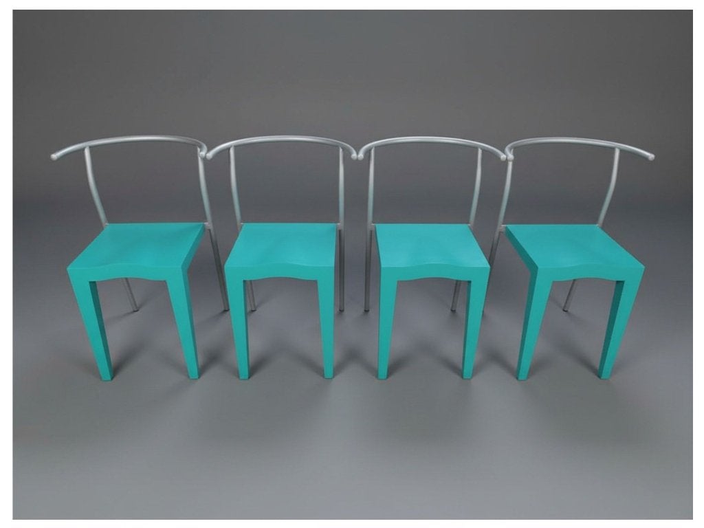 Set 4 Dr Glob stoelen – Starck voor Kartell – vintage design, Huis en Inrichting, Ophalen, Gebruikt, Blauw, Geen
