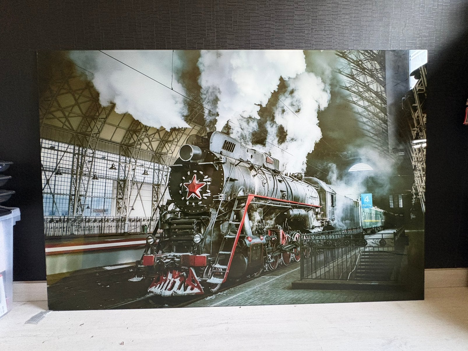 Moderne fotokader stoomtrein in perfecte staat - 150x100cm, Antiek en Kunst, Ophalen