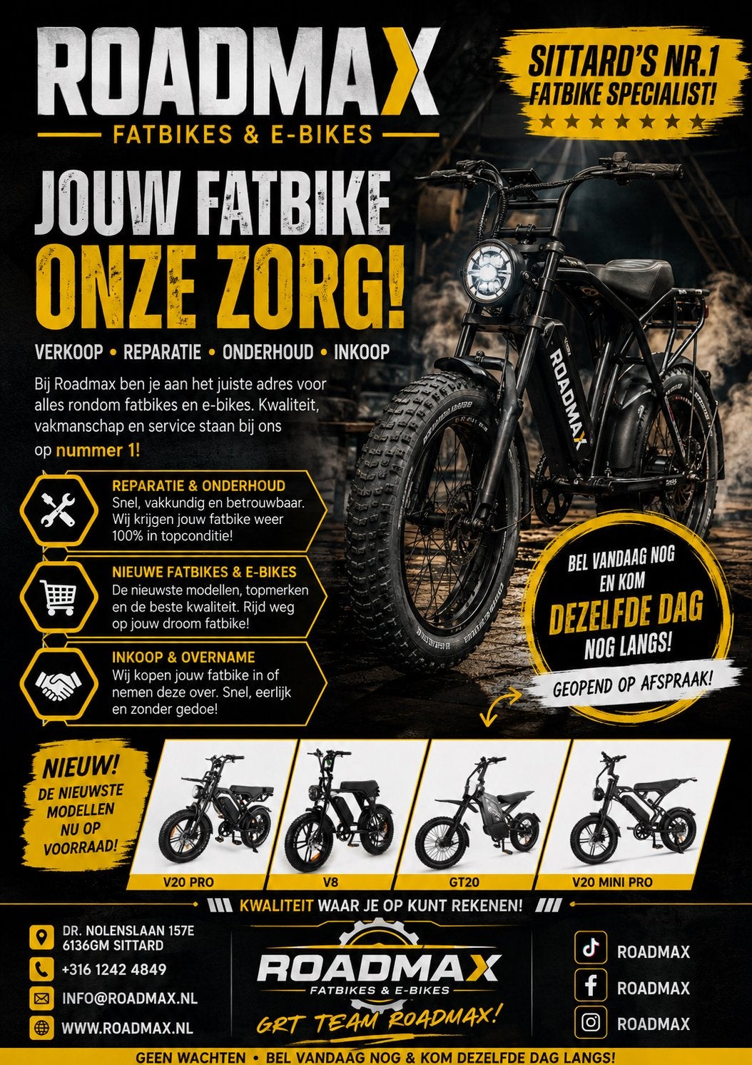 Fatbike Reparatie | Onderhoud | Nieuwe Fatbikes | RoadMax, Ophalen of Verzenden