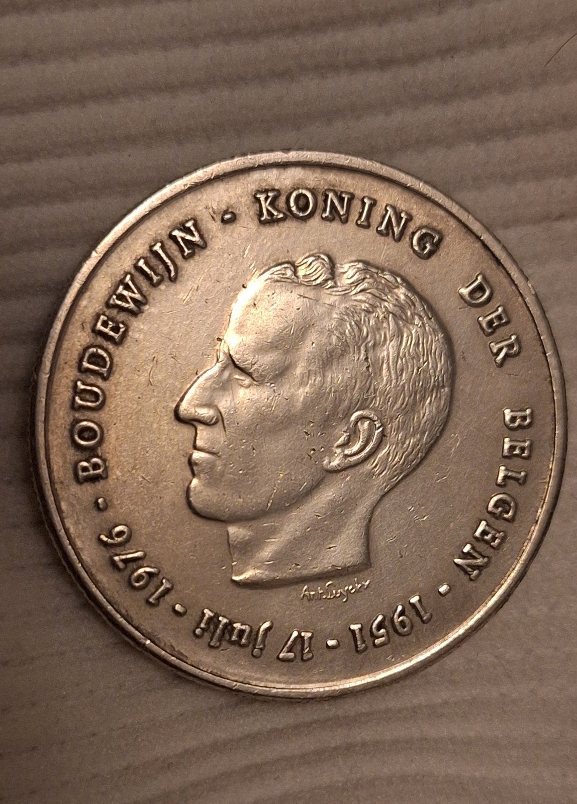 Zilveren herdenkingsmunt 250 Belgische Frank 1976 (Boudewijn, Envoi, Argent