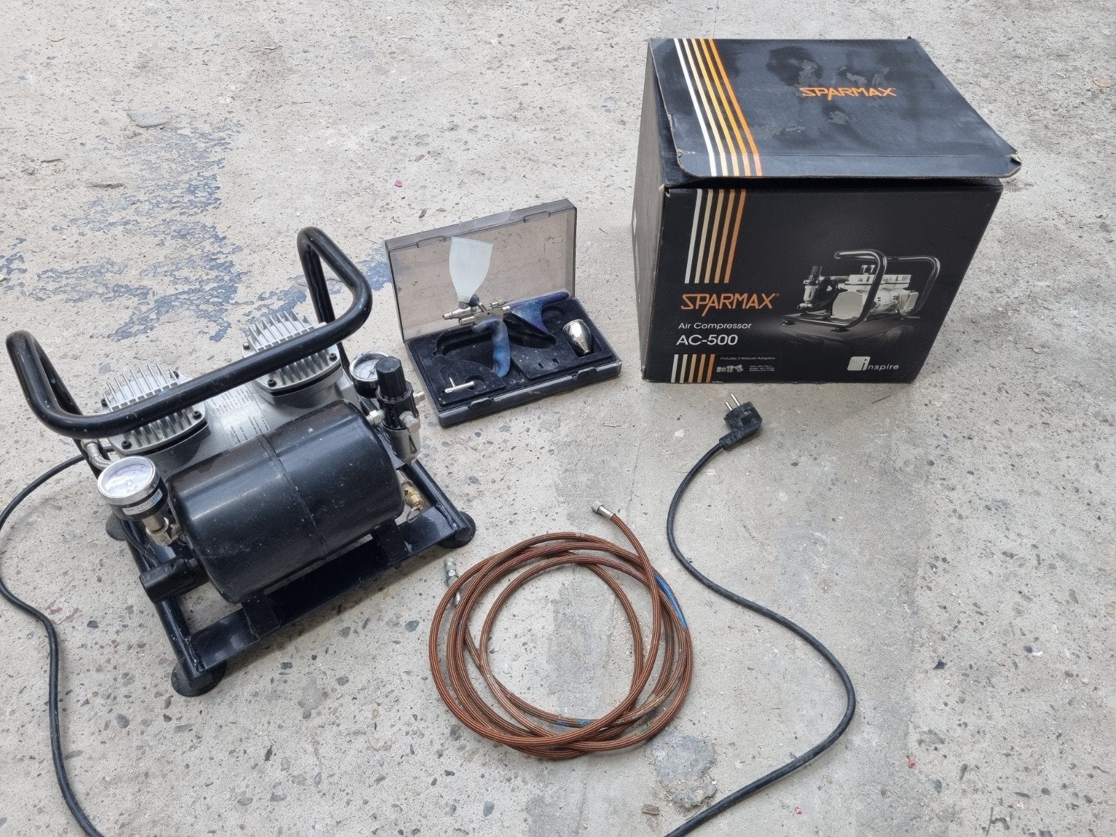 Sparmax AC-500 compressor + Colani Airbrush, Moins de 25 litres, Enlèvement ou Envoi, Moins de 200 litres/min, Mobile