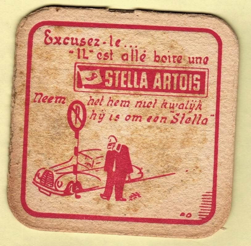 s/b bière Stella Artois: 9,5x9,5cm, Ophalen of Verzenden, Zo goed als nieuw, Viltje(s), Stella Artois