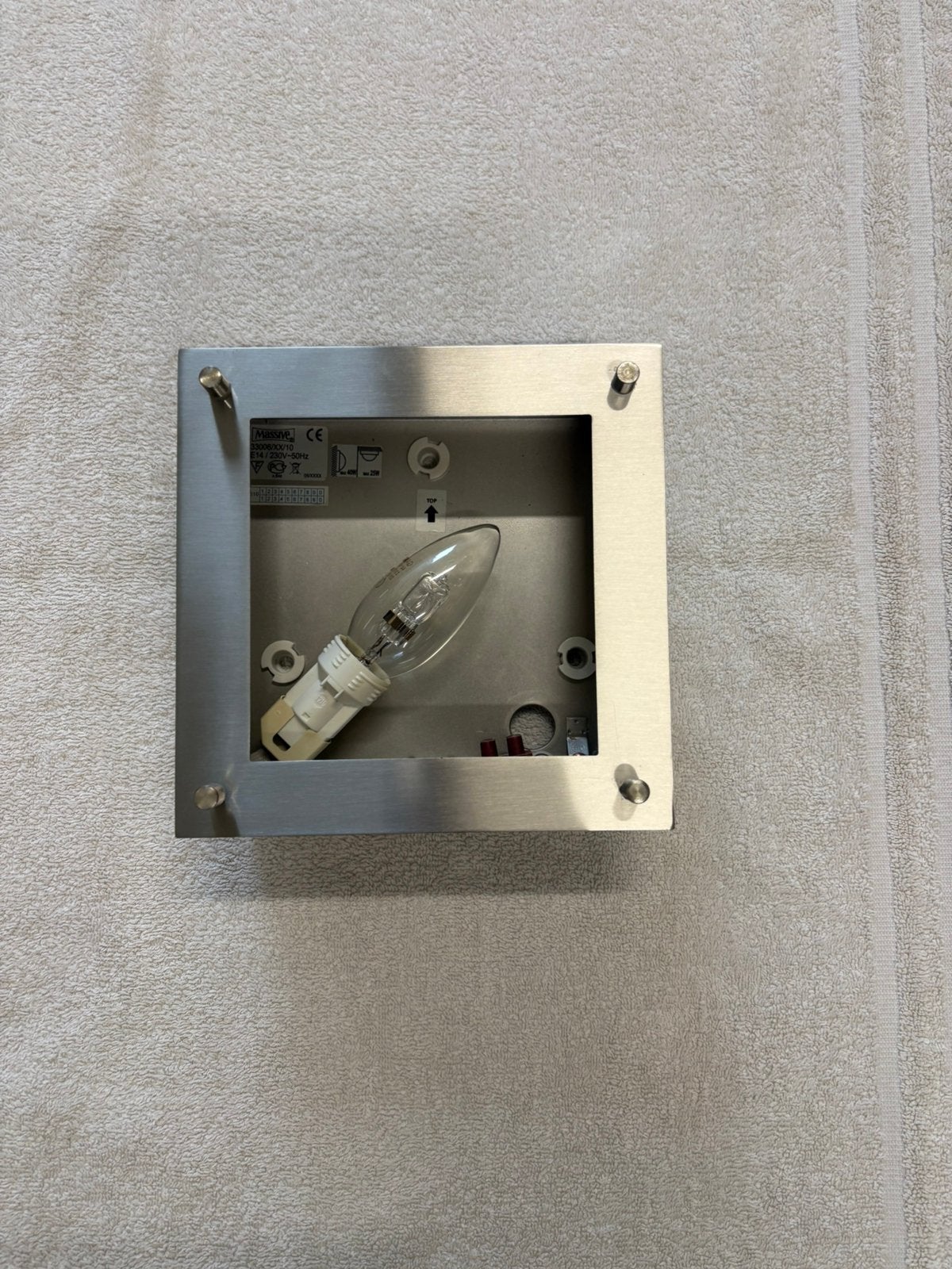 Plafonnier applique carré Massive Inox brossé E14 sans verre, Philips, Enlèvement, Utilisé, Applique murale haut/bas