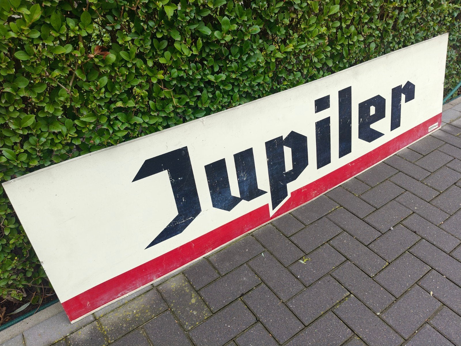 zeer groot oud metalen Jupiler bord, Verzamelen, Ophalen, Jupiler