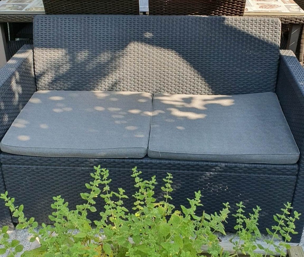 ALLIBERT 2-ZITSFAUTEUIL MET KUSSENS, Tuin en Terras, Ophalen, Gebruikt