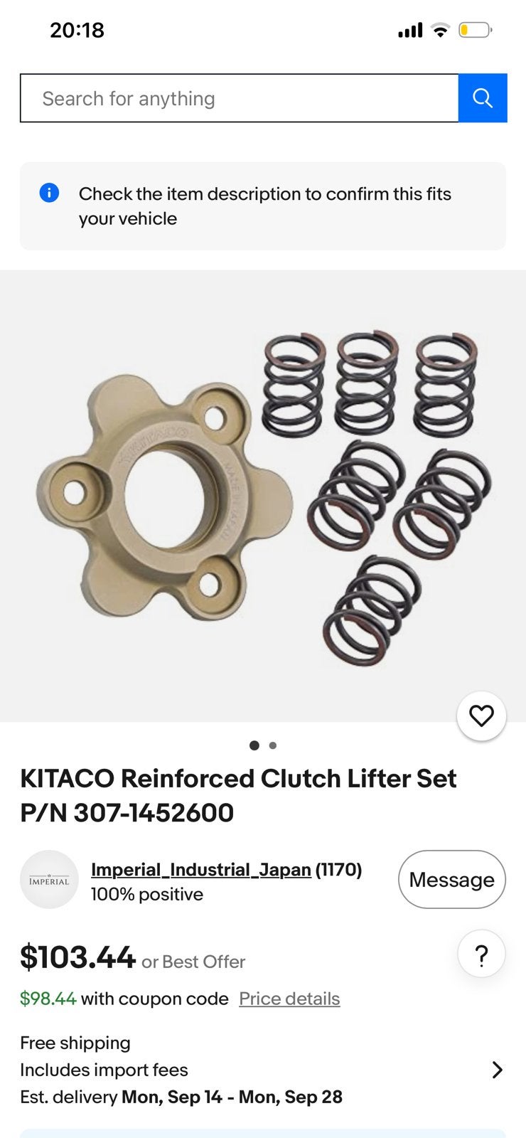 Kitaco reinforced clutch lifter Set +60%, Motoren, Ophalen of Verzenden, Nieuw