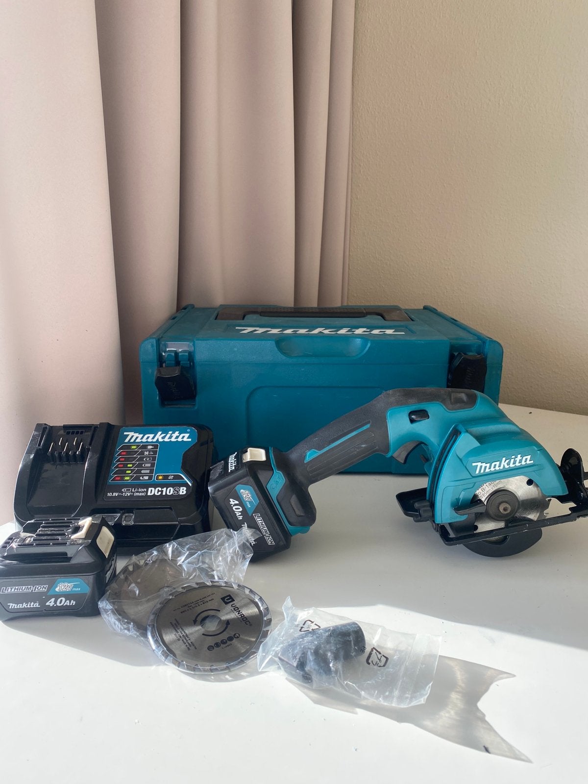 Makita HS301D 12V Cirkelzaag Set 2x 4Ah + Makpac, Doe-het-zelf en Bouw, Ophalen of Verzenden, Zo goed als nieuw