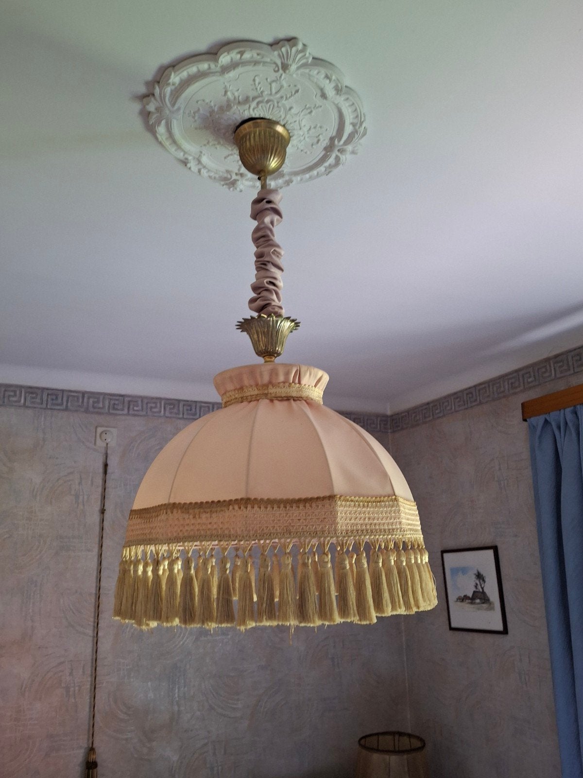 Antieke luster, Maison & Meubles, Lampes | Lustres, Enlèvement, Comme neuf, Textile
