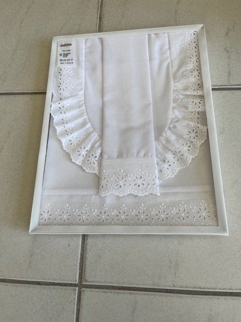 2 X VINTAGE DOOPKLEEDJE en WIEGLAKEN + sloop, Ophalen, Gebruikt, Overige maten