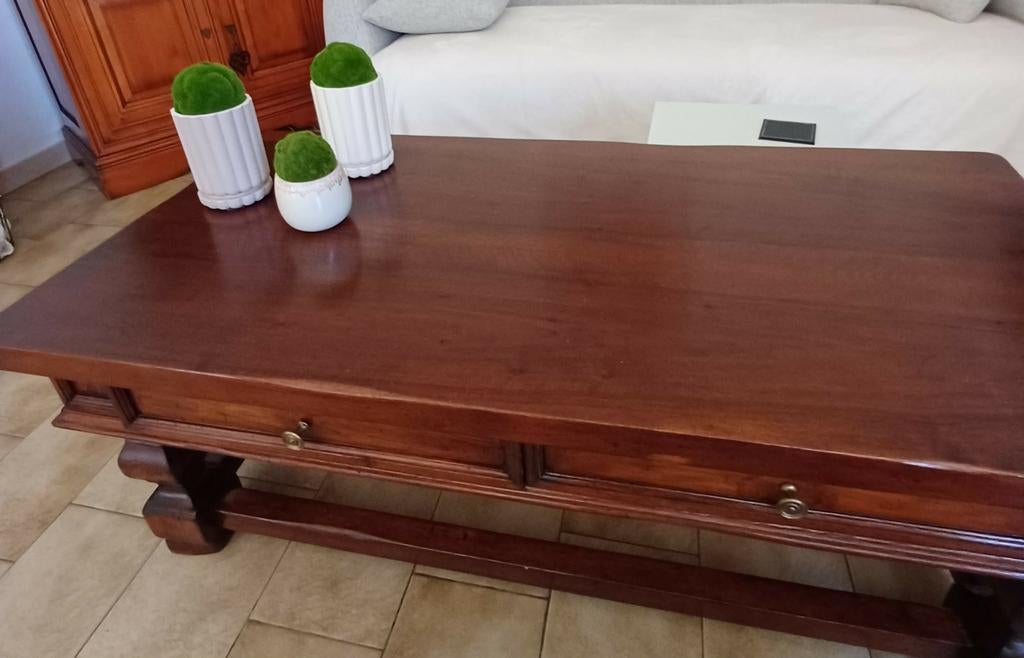 Massief houten salontafel, Ophalen, 100 tot 150 cm, Klassiek, 50 tot 100 cm