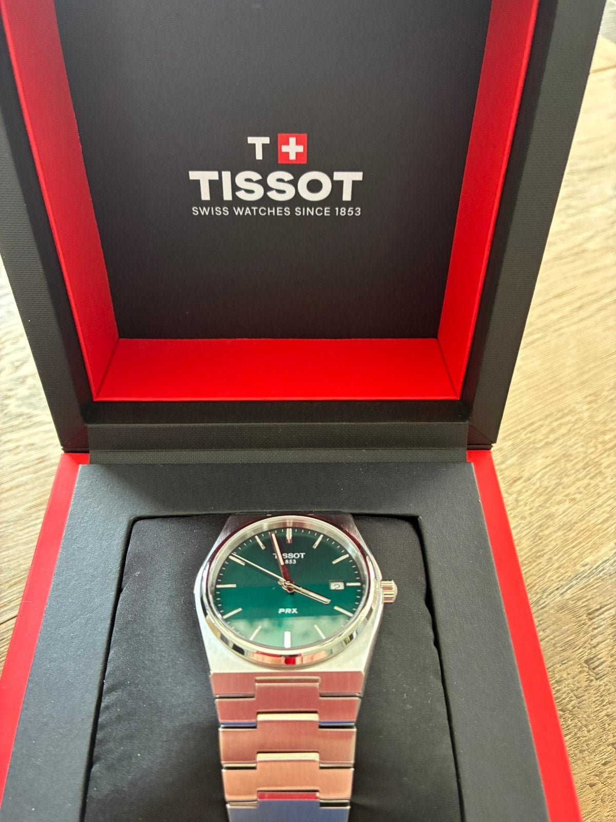 Polsuurwerk Tissot PRX GTS inzet groen, Staal, Staal, Polshorloge, Nieuw