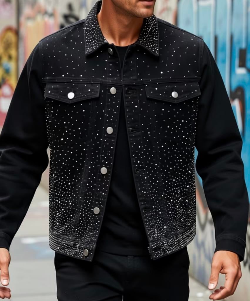 Veste en jean à forage chaud ciel étoilé lourde noir M, Enlèvement ou Envoi, Neuf, Taille 48/50 (M), Noir