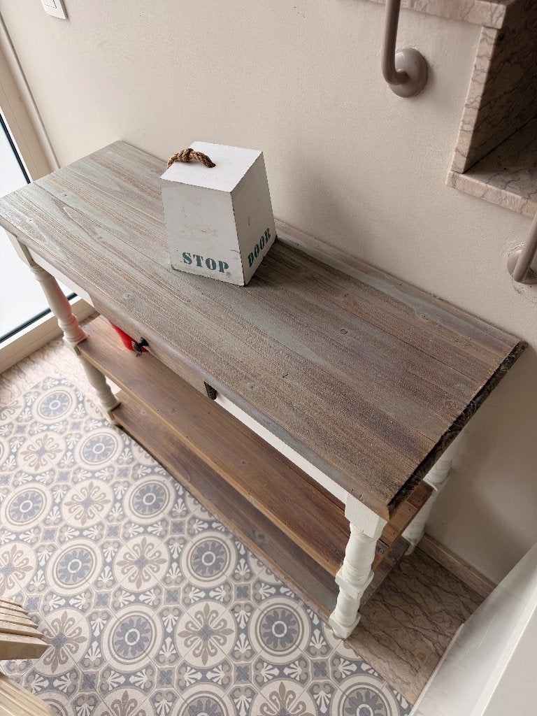 Houten console met 2 planken en lade — landelijke stijl, Ophalen