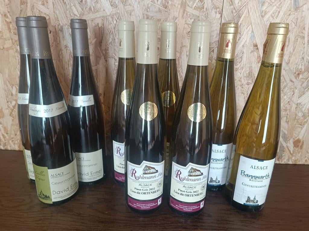 Lot 9 bouteilles Alsace, France, Pleine