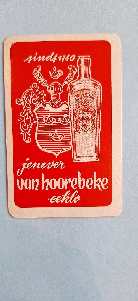 Carte à jouer Eecloo_Jenever Van Hoorebeke_Rood_263, Collections, Cartes à jouer, Jokers & Jeux des sept familles, Utilisé, Carte(s) à jouer