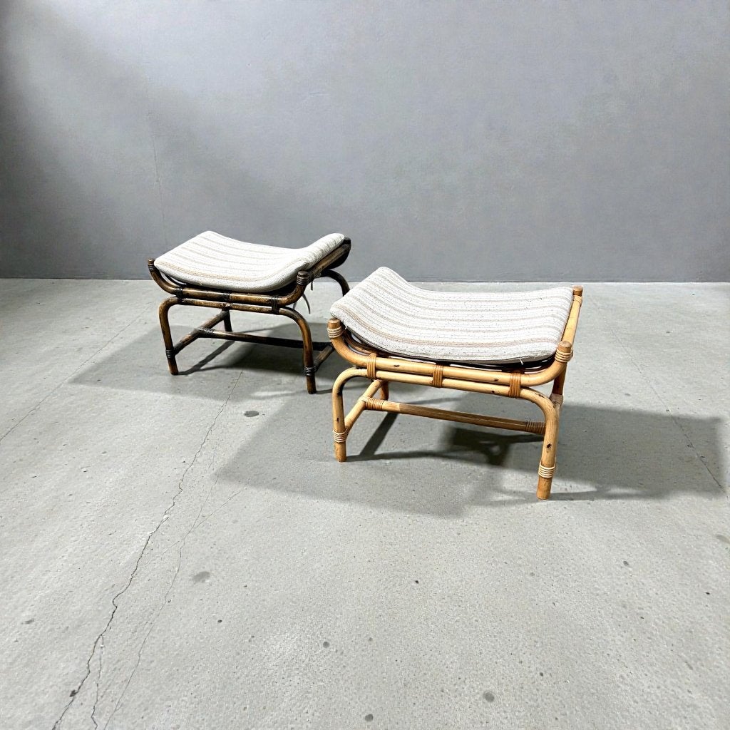 Paar vintage Japanse krukken van bamboe, Huis en Inrichting, Krukjes, Ophalen, Gebruikt, Hout