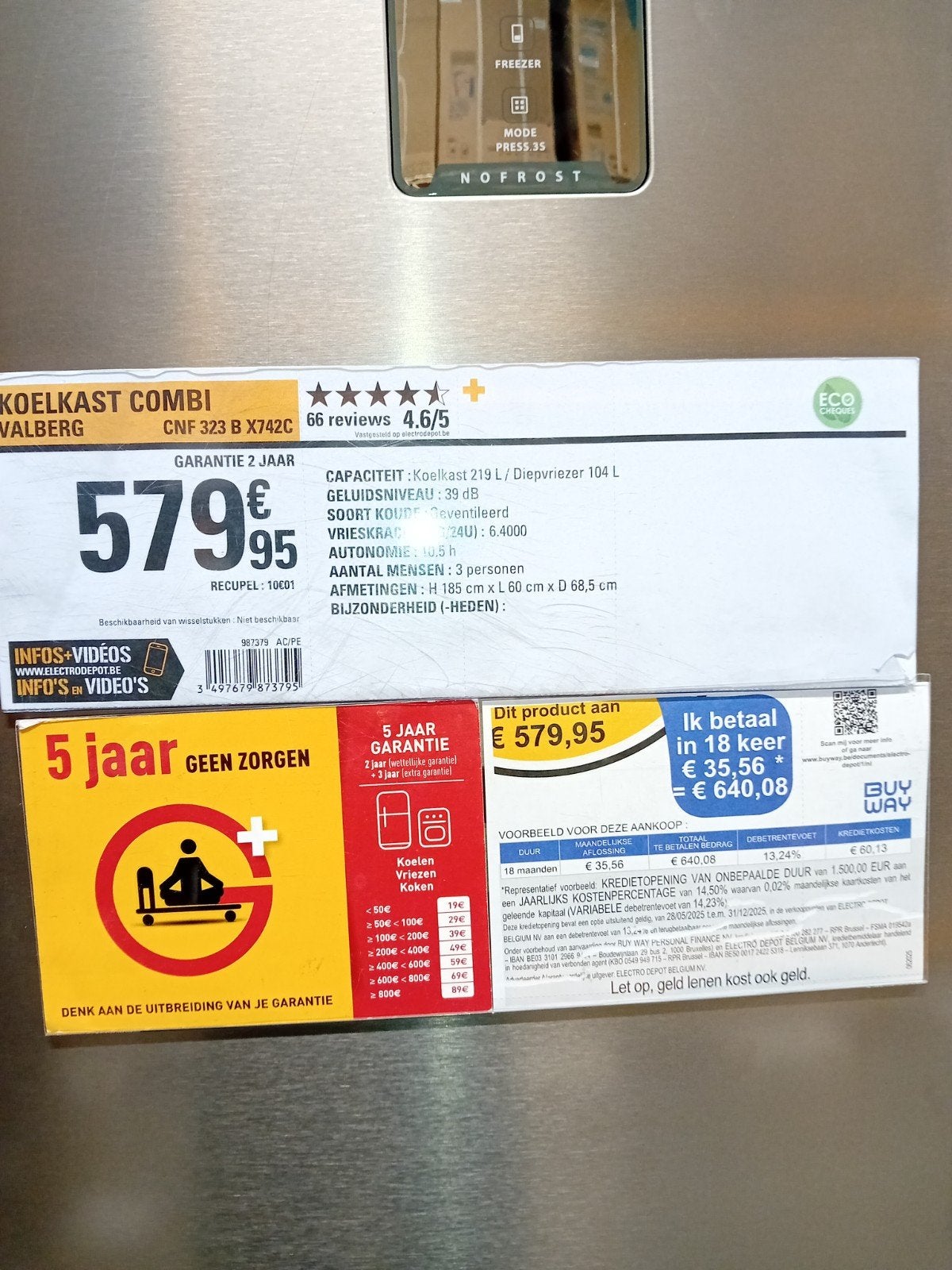 Nieuwe koelkast-vriezer combi, Elektronische apparatuur, Koelkasten en IJskasten, Ophalen