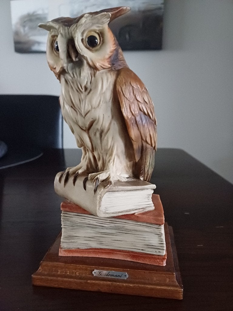 Giuseppe Armani uilenbeeldje "Wise Owl on Books", Ophalen, Zo goed als nieuw