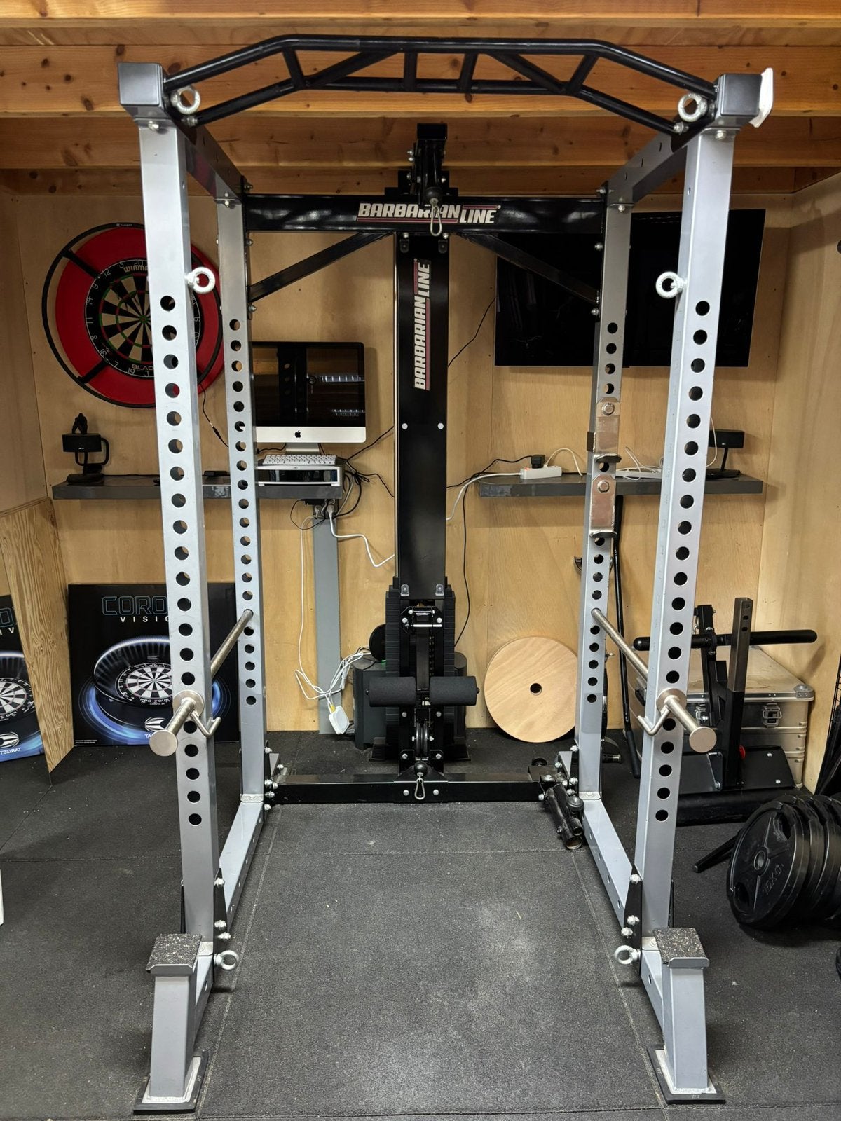 Barbarian line squatrack met lat pulldown 125 kg, Enlèvement, Comme neuf