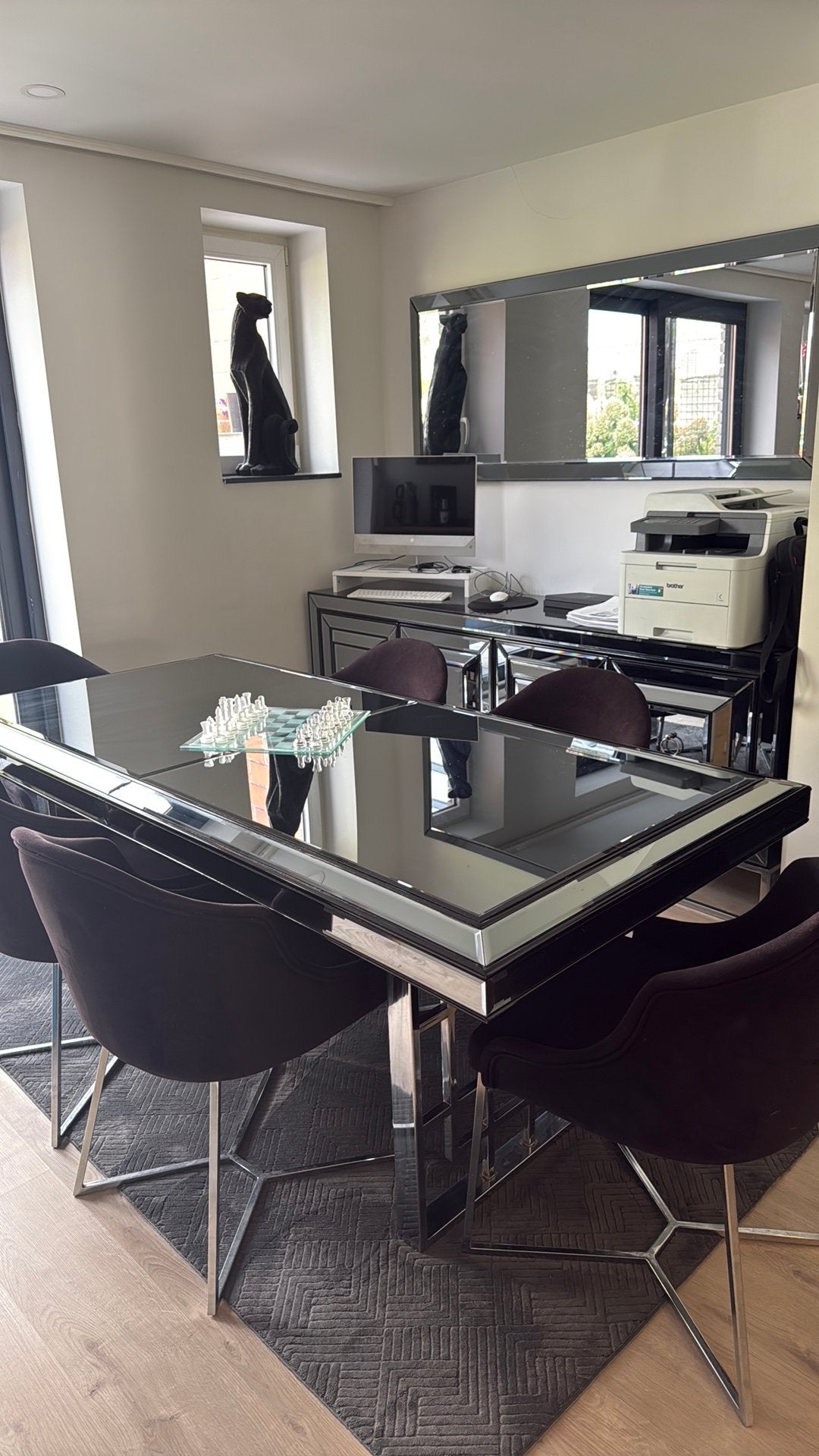 Volledig eetkamer set met spiegel, Maison & Meubles, Enlèvement, Comme neuf, Lux, 8 chaises ou plus
