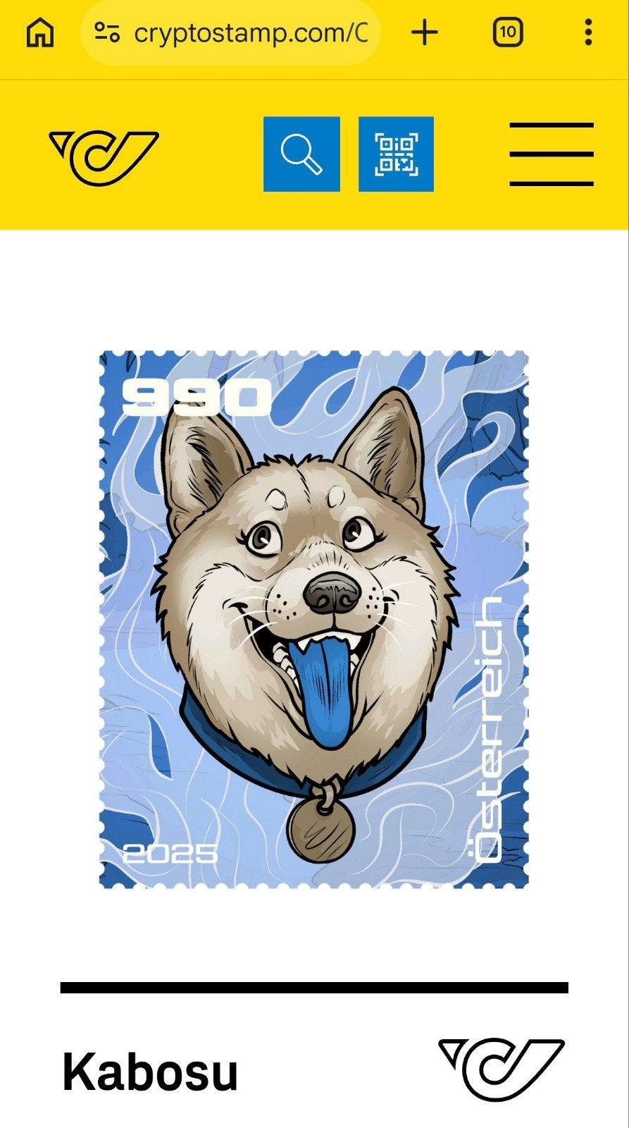 crypto stamp Oostenrijk Kabosu Blauw, Postzegels en Munten, Ophalen of Verzenden, Europa
