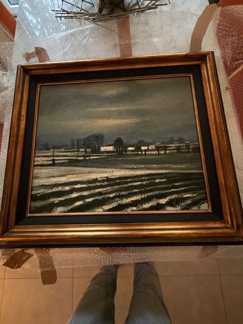 Winterlandschap, Antiek en Kunst, Ophalen, Expressionistisch, Bijzondere lijst, Landschap