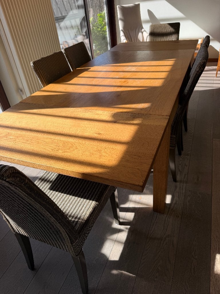 Massief Eiken Verlengbare Tafels (2) en  Stoelen (6), Brun, Bois, Enlèvement, Rechthoekig