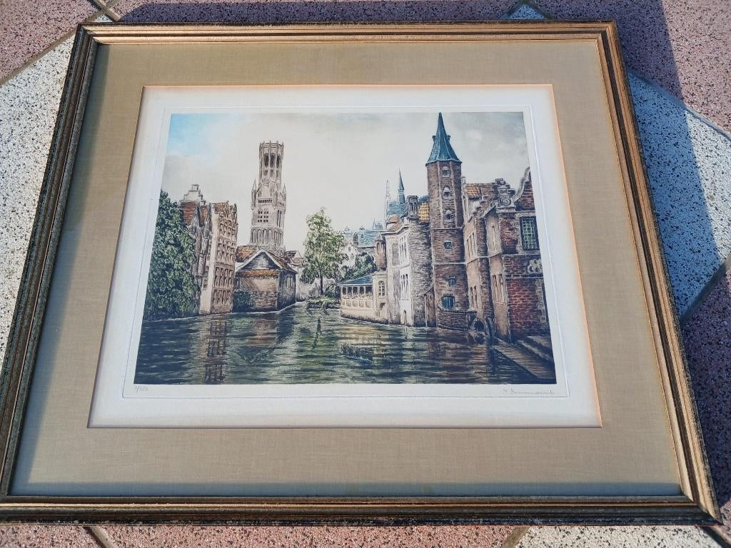 ets gesigneerd  Victor Dumarait , Brugge, Ophalen of Verzenden, Ets, Gesigneerd