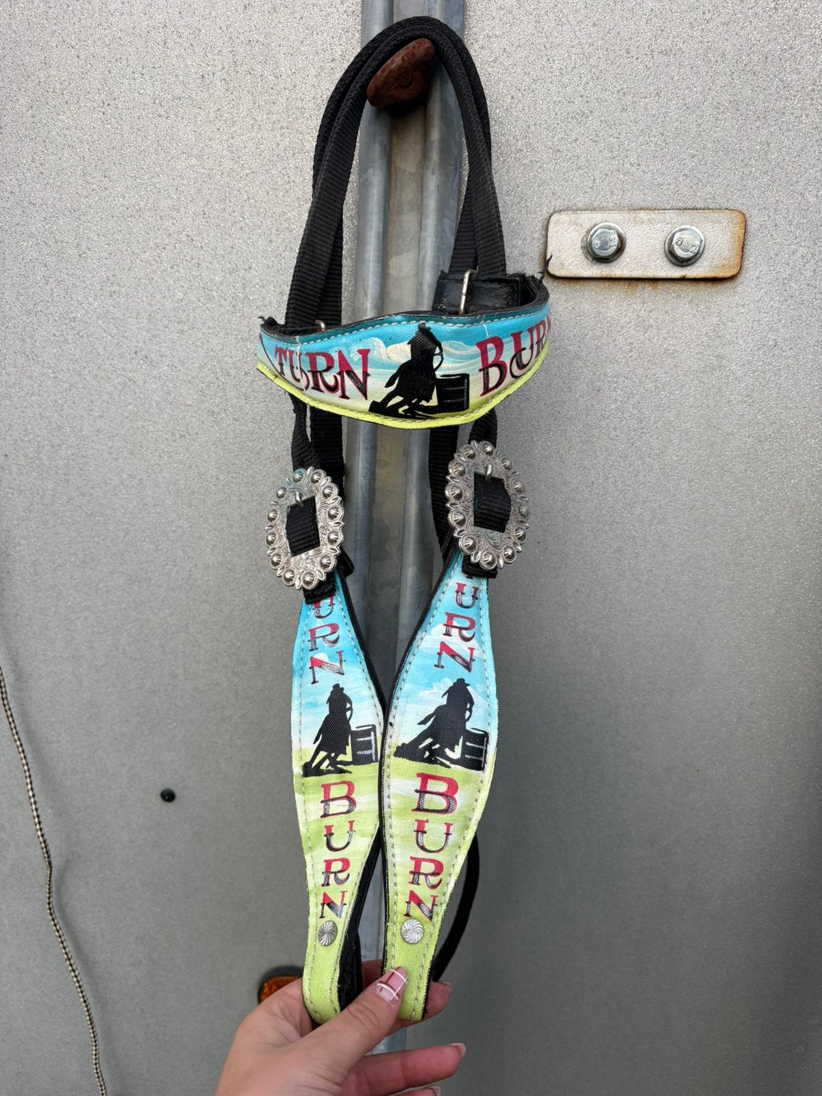 Western kopstuk + borstriem – maat COB, Dieren en Toebehoren, Ophalen, Gebruikt, Blauw, Cob