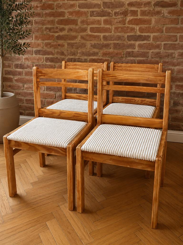 Vintage massief grenen stoelen set van 4 – Scandinavisch, Enlèvement