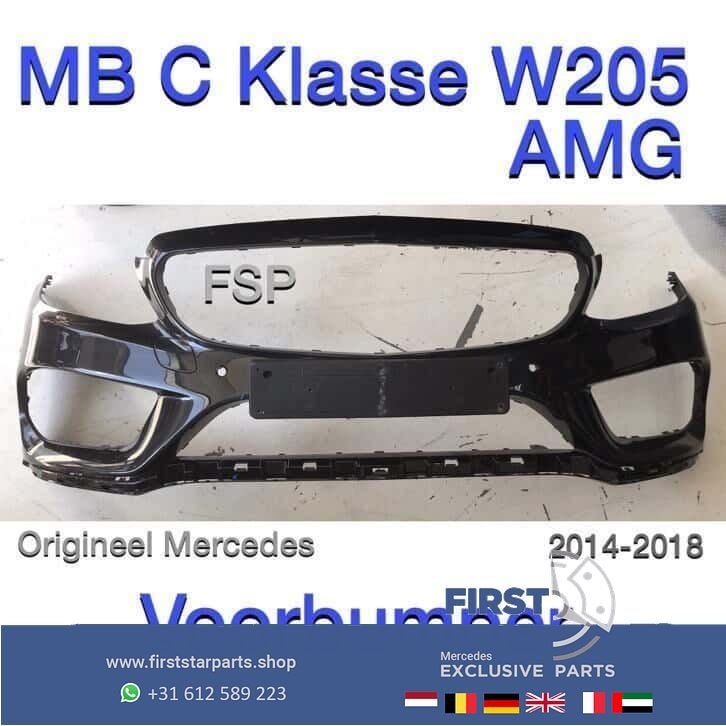 W205 AMG Voorbumper Mercedes C Klasse C43 2014-2018 PDC Seda, Gebruikt, -, Voor, Ophalen of Verzenden