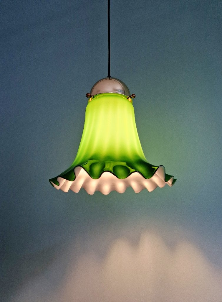 Suspension en opaline verte festonnée, Peill & Putzler, 1970, Enlèvement ou Envoi