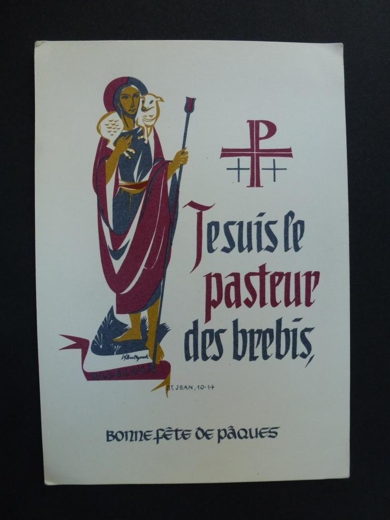 Pasen  Bonne fête de Pâques Je suis le pasteur des brebis, Ophalen of Verzenden, Ongelopen, Feest(dag)
