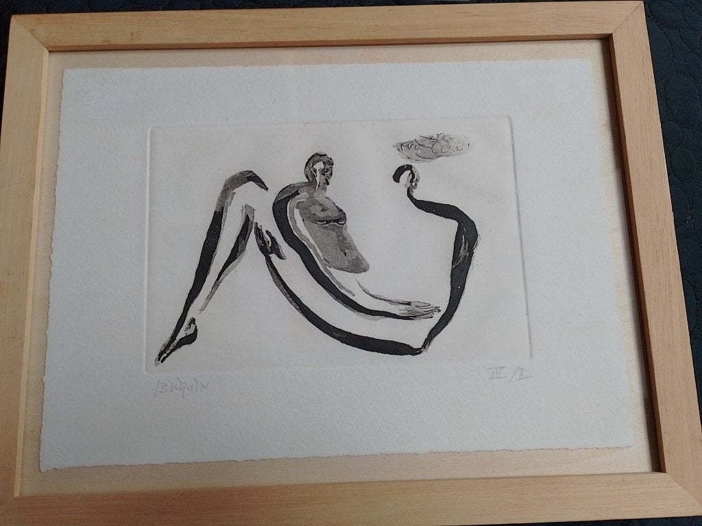 Jean Bilquin  Ets  Abstracte Menselijke Figuren, Verzenden, Ets, Genummerd
